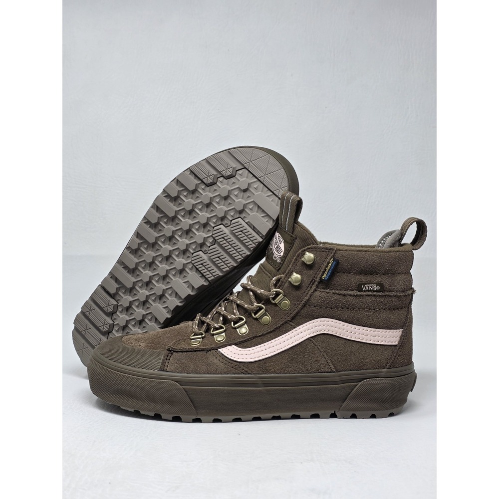 Vans MTE Sk8-Hi Waterproof Teak Brown Pink Boots Cold Weather Wmns 8 Men 6.5 New